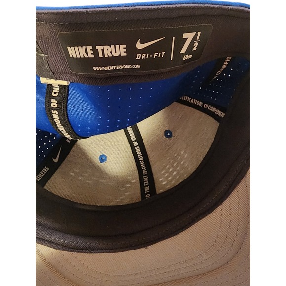 Nike True Dri Fit Flex Fitted Baseball Cap F Logo Navy Orange Men Size 7 1/2 - Picture 6 of 6